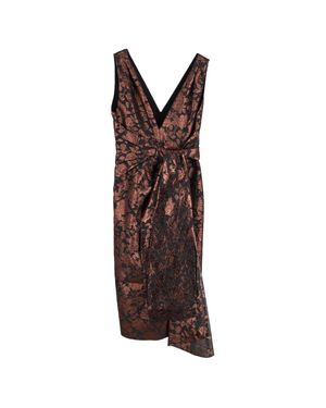 Erdem Rosalie Sash-Waist Floral-Brocade Tea Dress - Brown
