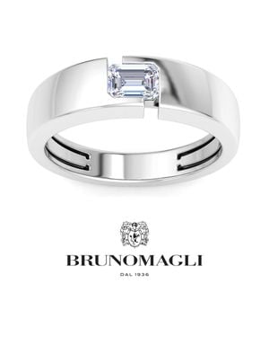 Bruno Magli 3/4 Carat Emerald Cut Lab Grown Diamond Floating Solitaire Ring - Metallic