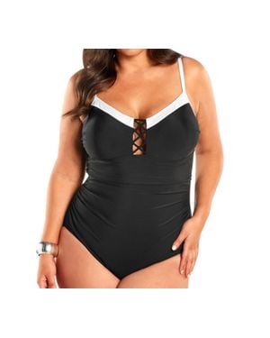 Always for Me Plus Size Mykonos One Piece Swimsuit - Black