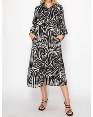 Joh Joella Woven Shimmering Animal Print Dress - Black