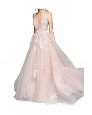 Watters Galatea Plunging Neckline Wedding Dress - Pink