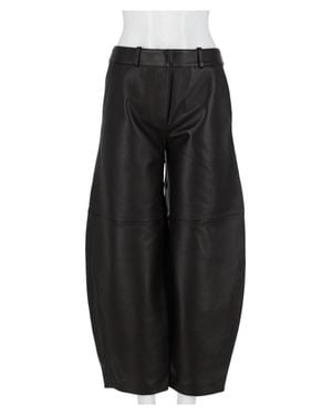 Co. Cropped High-Waisted Lambskin Leather Pants - Black