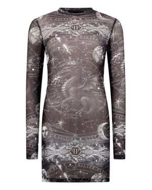 Philipp Plein Tulle Mini Dress Zodiac - Gray