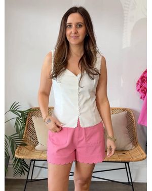 AUREUM Jennifer Sleeveless Button Front Top - Pink