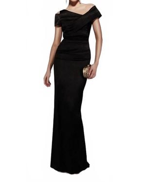 Alyce Paris Asymmetric Neck V-Back Mother Of The Bride Dress - Black