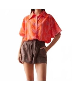 Omika Tola Button Down Blouse - Red
