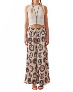 Jade By Jane Vintage Portrait Print Wide Leg Pants - Multicolor