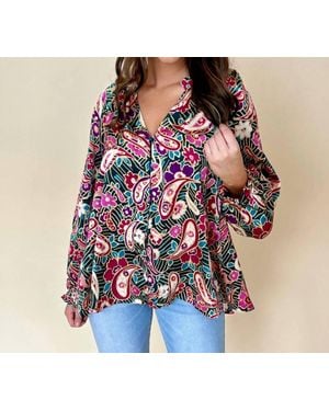 Umgee Aria Satin Blouse - Blue