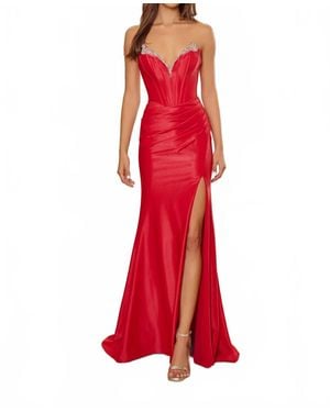 Nox Anabel Plunge V Neck Dress - Red