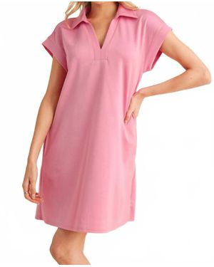 Jodifil Celeste Collared Scuba Mini Dress - Pink