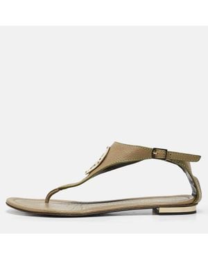 Roberto Cavalli Leather Slingback Sandals - Metallic