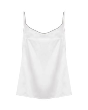 Panicale Ivory Silk Embellished Tank Top - White
