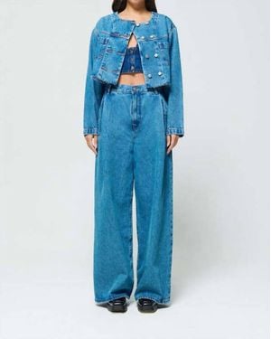 eTica Raven Pleated Wide Leg Jean - Blue