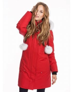 Moose Knuckles Classic Core Fur Parka Jacket - Red
