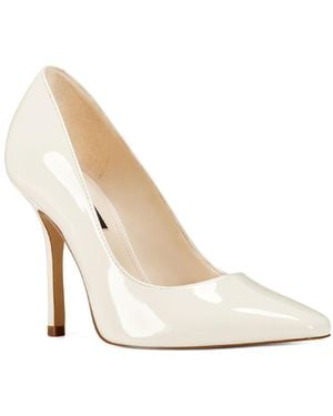 Nine West Arley Patent Pumps Pointed Toe Heels - White