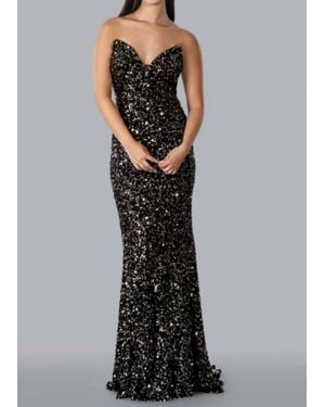 Tella Couture Strapless Long Evening Gown - Black