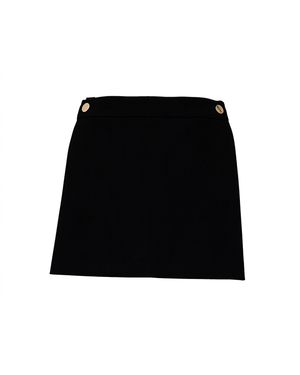 Sportmax Twill Viscose Shorts With Custom Waistband And Removable Panel - Black