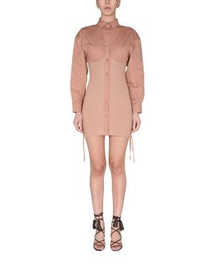 ANDREADAMO Pointed Collar Mini Dress - Pink