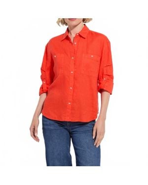 Lyssé Rose Roll Tab Shirt - Red
