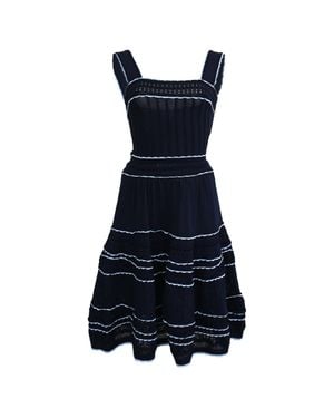 Sandro Sandro Pointelle-Knit Fir And Flare Mini Dress - Blue