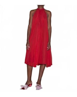 Lingua Franca Minnelli Pleated Chiffon Halter Dress - Red