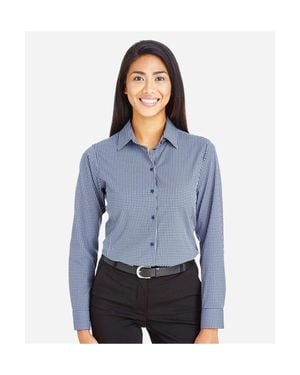 Devon & Jones Crownlux Performancetonal Mini Check Woven Dress Shirt - Blue