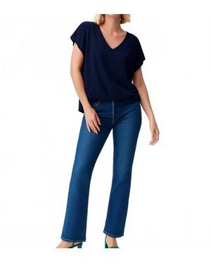 Joseph Ribkoff Short Sleeve V-Neck Blouson Top - Blue