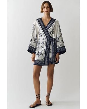 FARM Rio 100% Linen Wrap Mini Dress - Multicolor