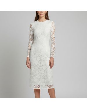 Sandro Lace Long Sleeve Midi Dress - Gray