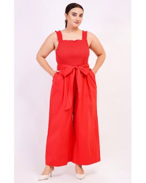 Leota Janet Cropped Jumpsuit Poppy - Red