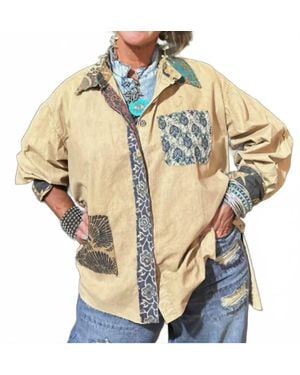 Jaded Gypsy Patchwork Sunrise Boho Top - Metallic