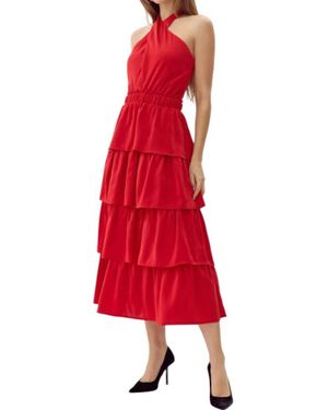 Adelyn Rae Eleanor Halter Tiered Midi Dress
