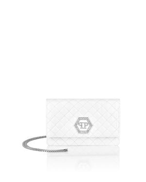 Philipp Plein Nappa Leather Mini Shoulder Matelasse - White