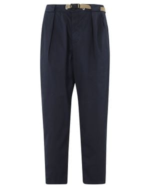 White Sand Pima Double Darts Cotton-Blend Straight-Leg Pants - Blue