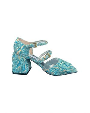Suzanne Rae Demi Toe Double Mary Jane Heels - Blue