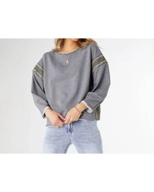 Coco + Carmen Andi French Terry Crew Neck Sweatshirt - Gray