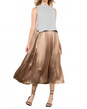 Thml Chic Pleat Frock Midi Dress - Brown