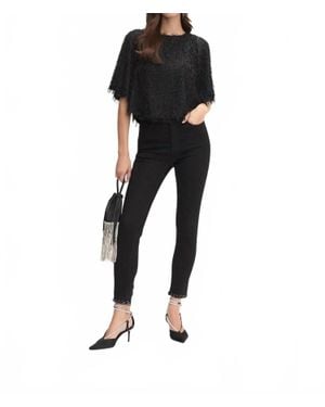 Joseph Ribkoff Fringe Blouse - Black