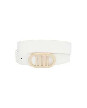 Fashnzfab Modern Gridded Oval Standard Belt - White