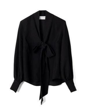 Viktor & Rolf Deep V-Neck Top With Dramatic Bow Detail - Black