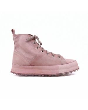 shotof Lacci Pellame High-Top Leather Sneaker - Purple
