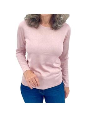 Kinross Cashmere Long Sleeve Crew Sweater - Pink
