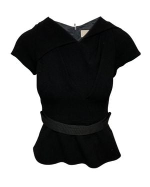 Peter Pilotto Peplum Wool Knit Top - Black