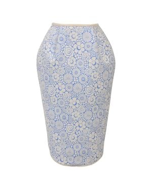 Thom Browne Floral Print Mini Lantern Skirt - Blue