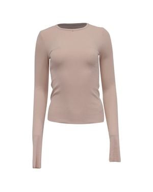 ÉTERNE Ribbed-Knit Long Sleeve Top - Pink