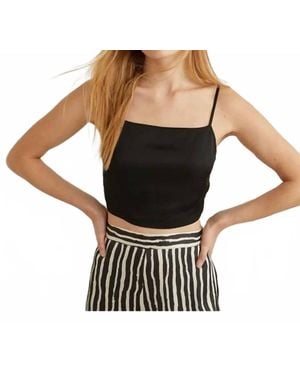 Yerse Double Satin Top - Black