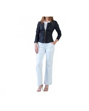 Clara Sunwoo Liquid Leather Ruched Detail Jacket - Blue