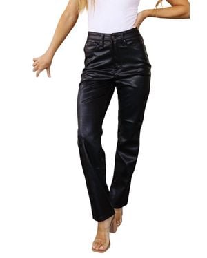 Judy Blue Control Top Faux Leather Pants - Black
