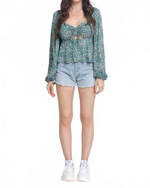 By Together Willow Balloon Sleeves Top - Blue