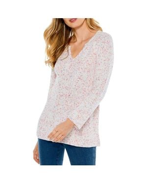NIC+ZOE Prism Stitch Knit Long Sleeves Pullover Sweater - White